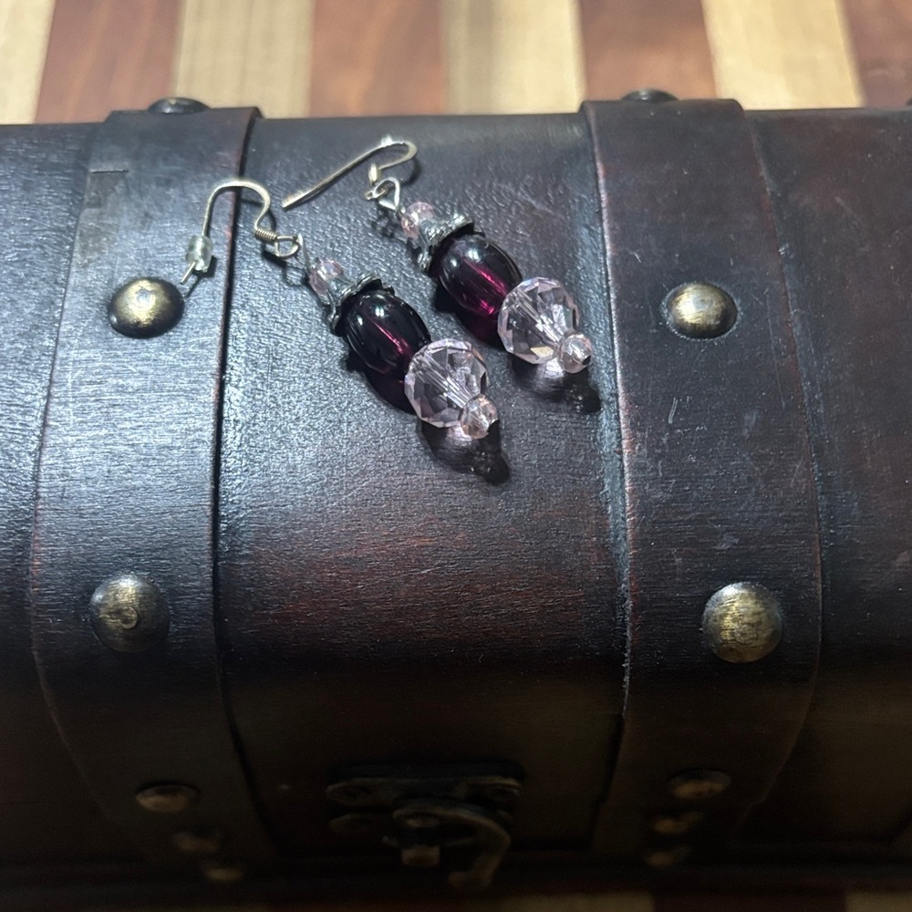 Chic Black and Pink Dangle Earrings